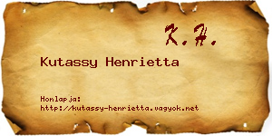 Kutassy Henrietta névjegykártya