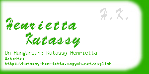 henrietta kutassy business card